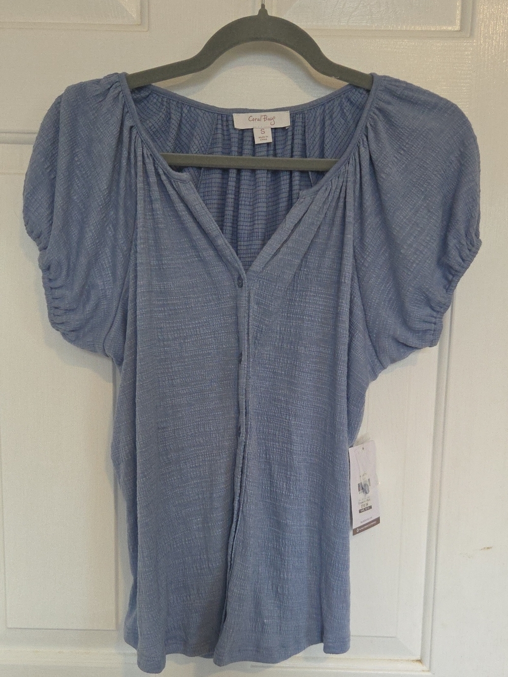 Coral Bay Light Blue Button-Front Blouse Size Small NWT